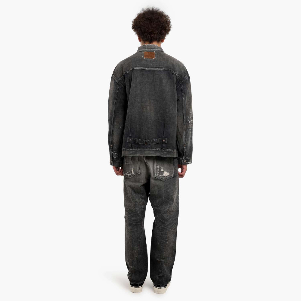 MADNESS AGING TYPE-I DENIM TRUCKER (DAMAGED AND REPAIRED
